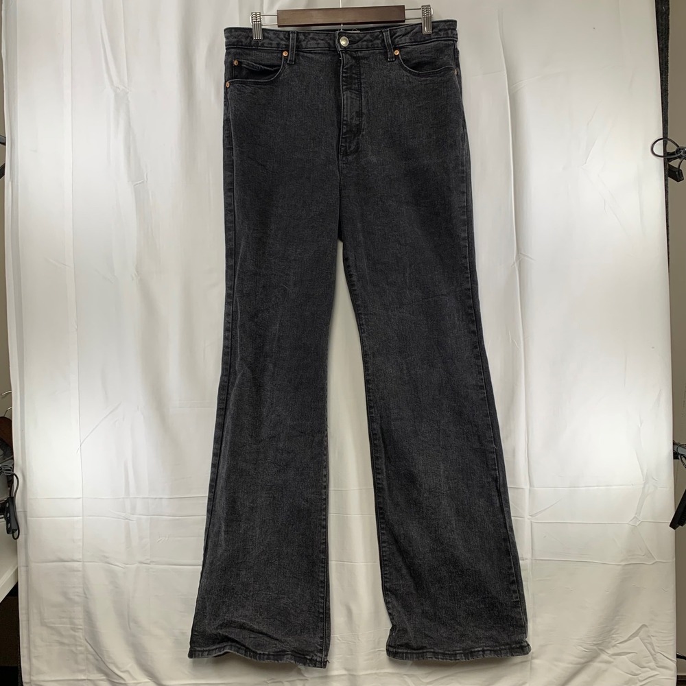 Avec Les Filles Flare Leg Jeans Womens 32 Black High Rise It Girl Stretch Denim